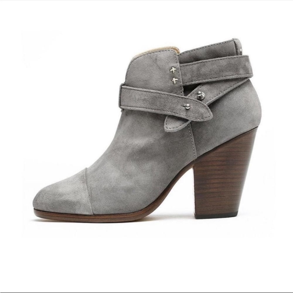 Rag & Bone Harrow gray suede ankle boots booties shoes women's size 6 block heel